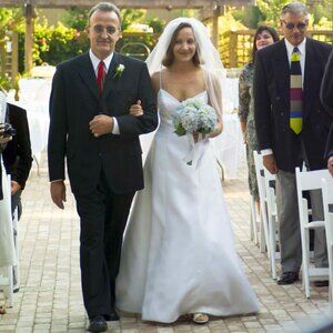 Vintage 2004 Tomasina Wedding Dress with Crystal Beading-Sz 6-Modern, Romantic